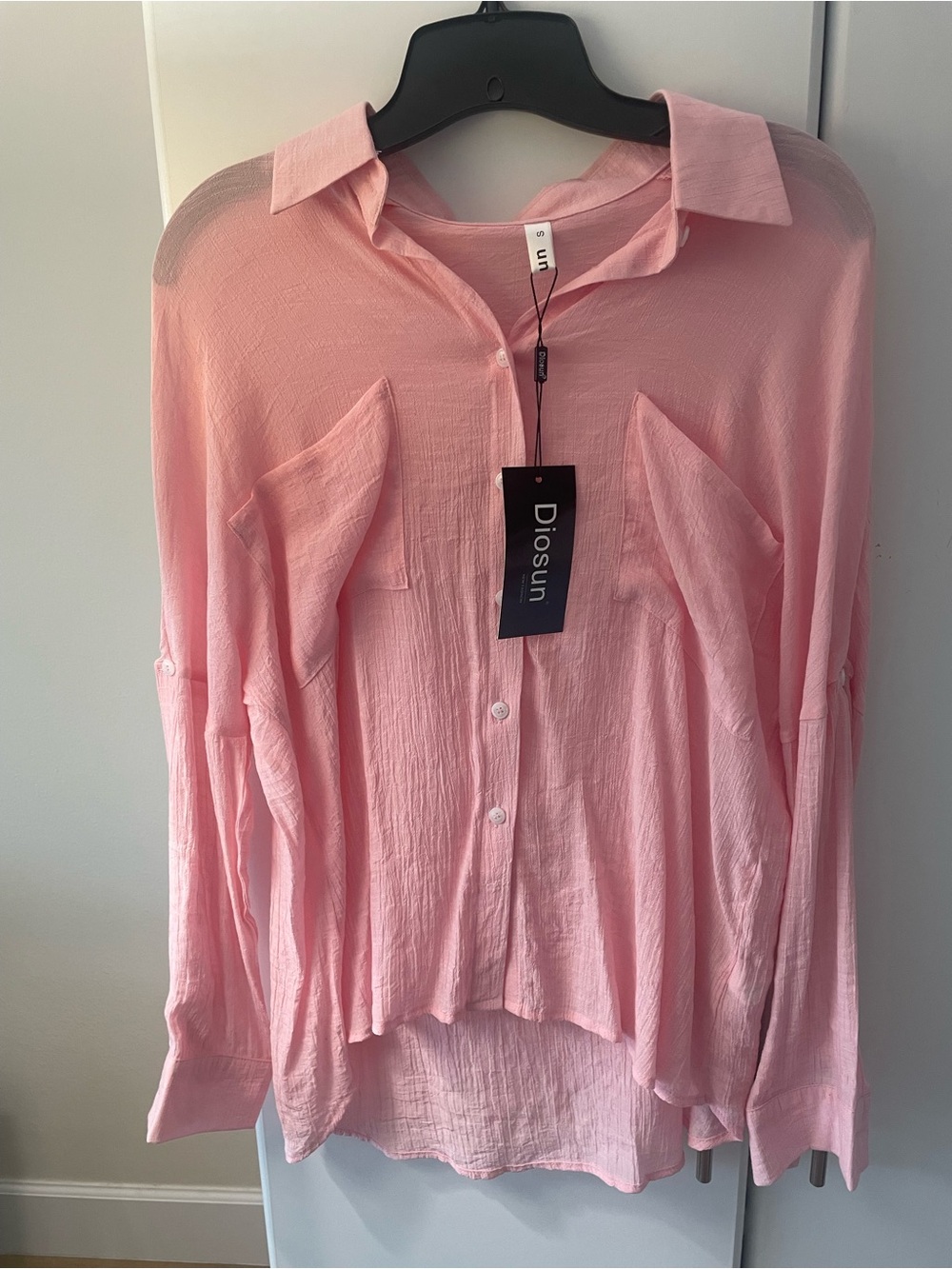 Women's Light Pink Button-Front Blouse